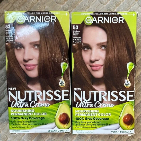 2 boxes of Garnier Nutrisse Ultra Creme Hair Color - Medium Golden Brown 53 - Picture 4 of 6